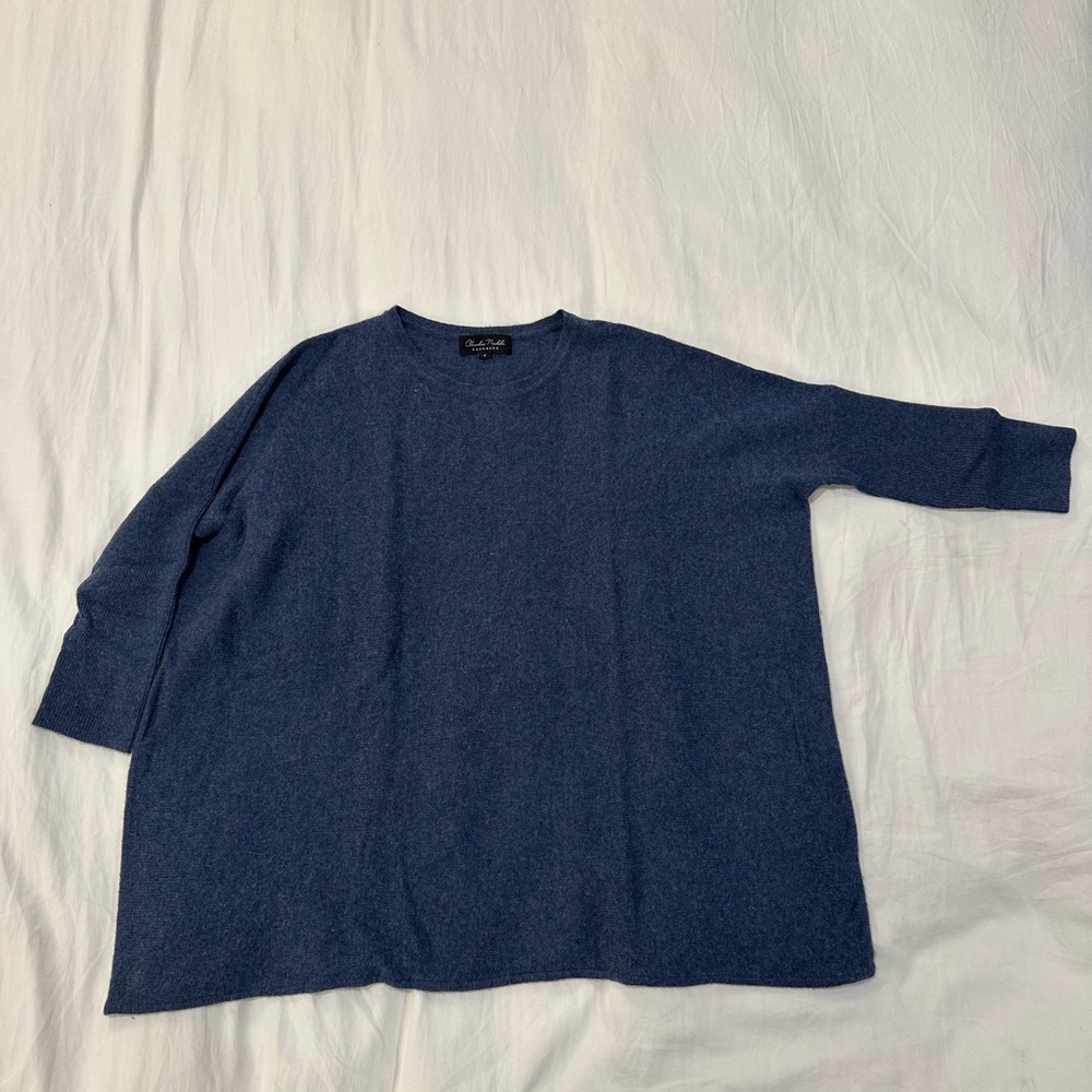 Claudia Nicole Blue Oversized Cashmere Sweater